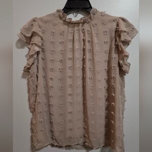 Chic Ruffle Sleeve Blouse - Beige